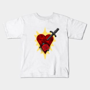 HEART ROSE WITH DAGGER Kids T-Shirt